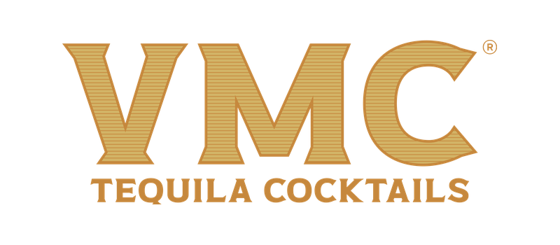 Logotipo de VMC Tequila Cocktails en colores dorados y negros.