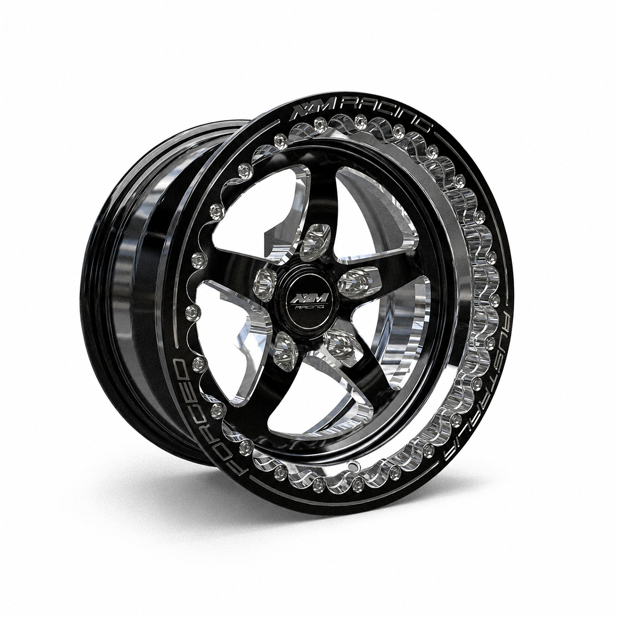 AXR-02 15x8 - 15x10 BLACK WITH CHROME DISH