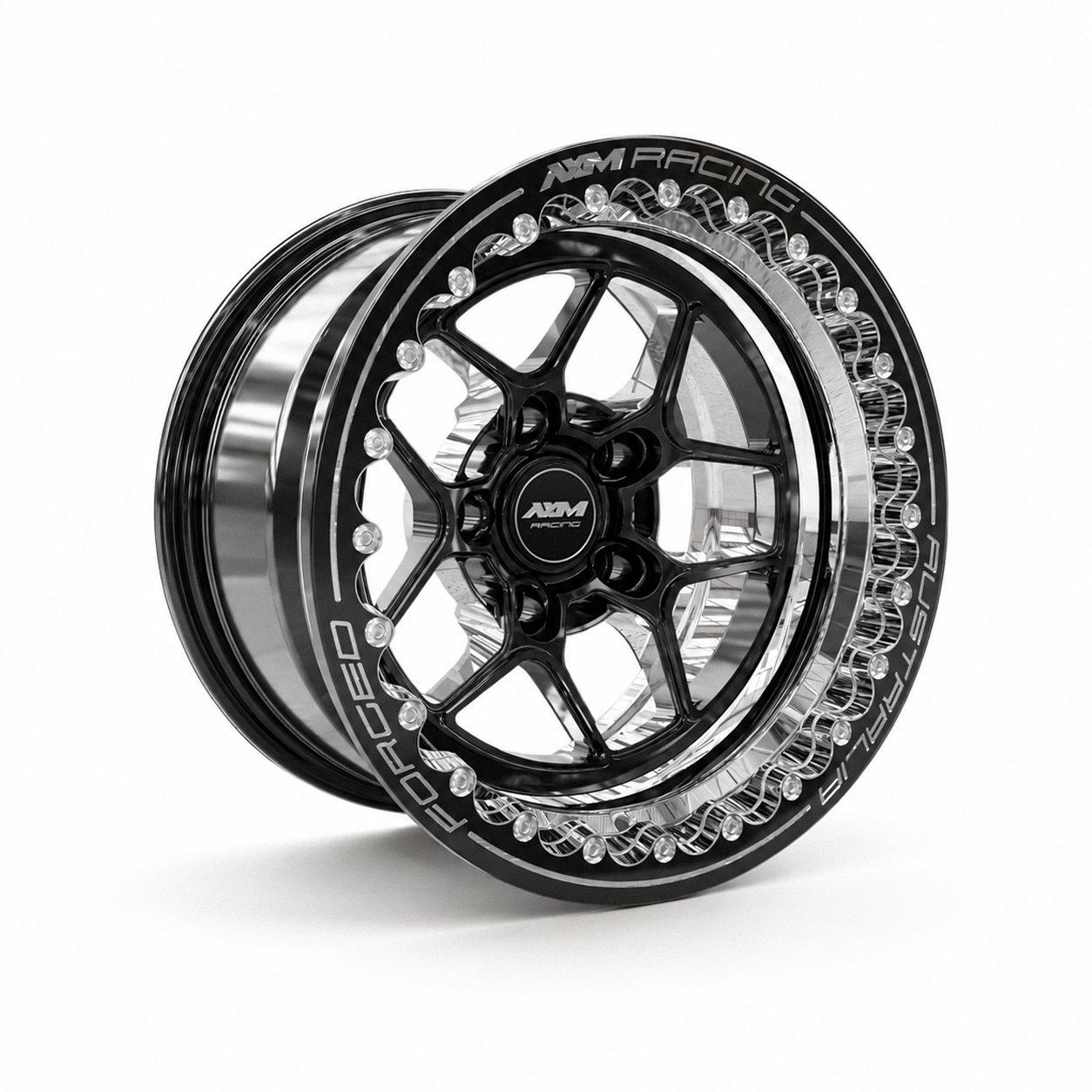 AXR-03 15x8 - 15x10 BLACK WITH CHROME DISH