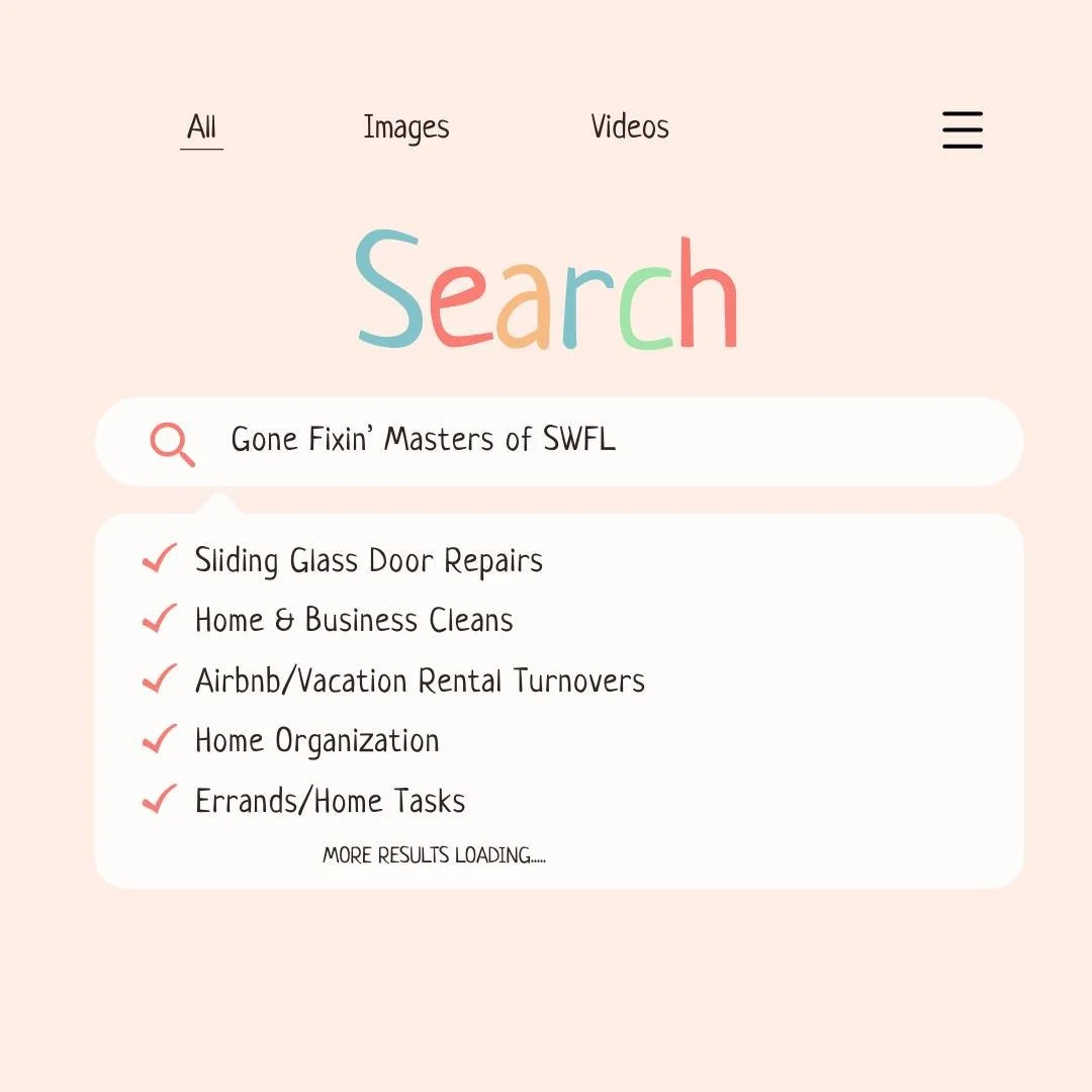 ✨ One call does it all! ✨

From sliding glass door repairs to home &amp; office cleanings, Airbnb turnovers, home watch services, handyman fixes, and more &mdash; Gone Fixin' Masters of SWFL is your go-to team. 💪

📲 Contact us today and let&rsquo;s