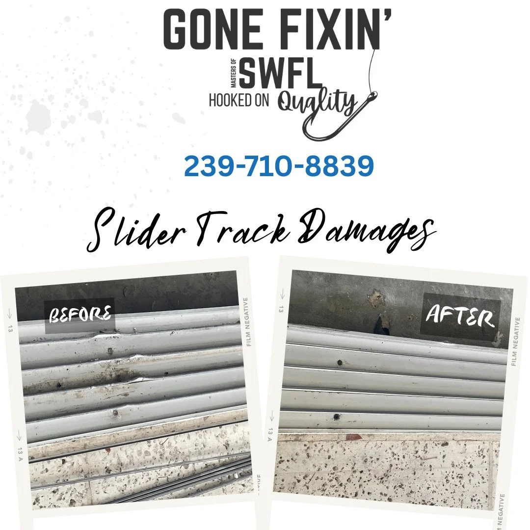 What looked like a &ldquo;lost cause&rdquo; rail ➡️ turned into a smooth, like-new track. 🙌
No more wrestling matches with your slider&mdash;just glide and go. 🚪✨

 #GoneFixinSWFL #HandymanLife #SlidingGlassDoorRepairs #CleaningServices #HomeWatch 