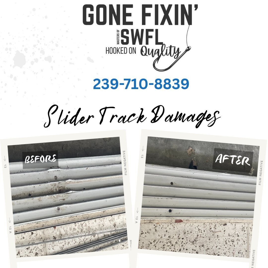 Before &amp; after slider rail repair&mdash;because smooth doors don&rsquo;t happen by accident.
Contact Gone Fixin&rsquo; Masters of SWFL today 📲239-710-8839 
 #GoneFixinSWFL #HandymanLife #SlidingGlassDoorRepairs #CleaningServices #HomeWatch #Home