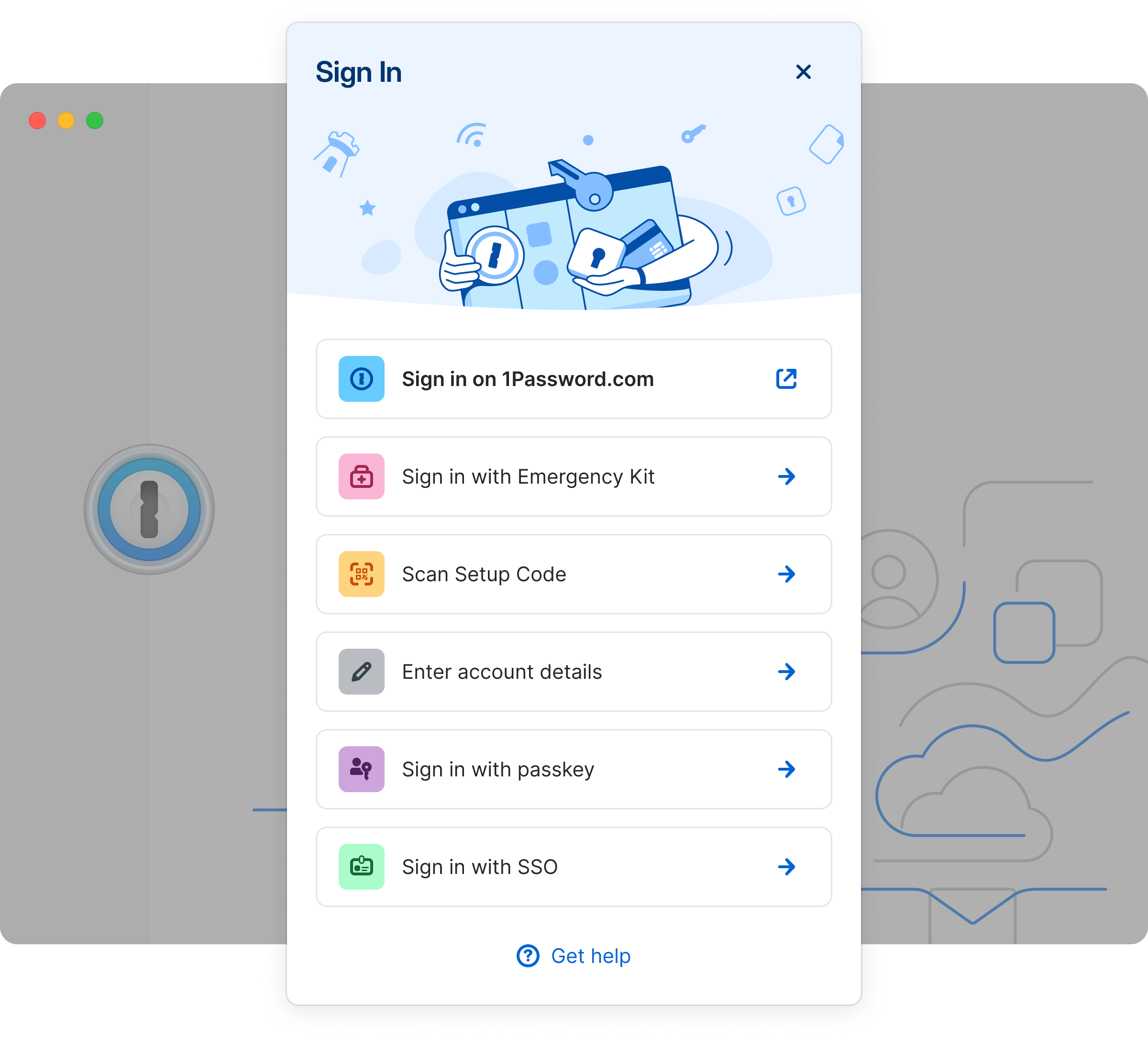 The original sign-in UI, with as many as six possible routes.
