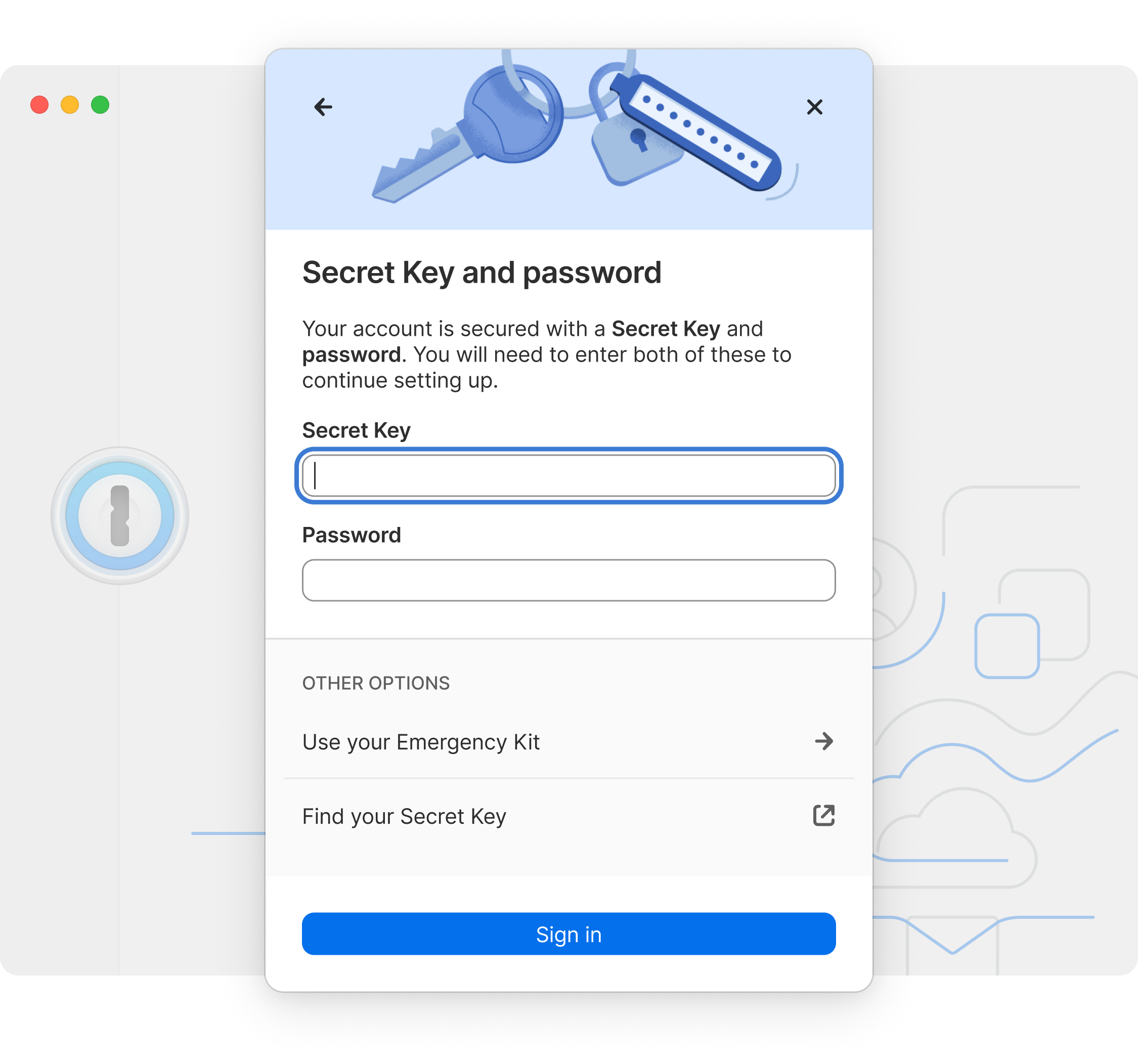 Rather than choose an authentication method, the user is presented with the correct method depending on the sign-in address and email address.