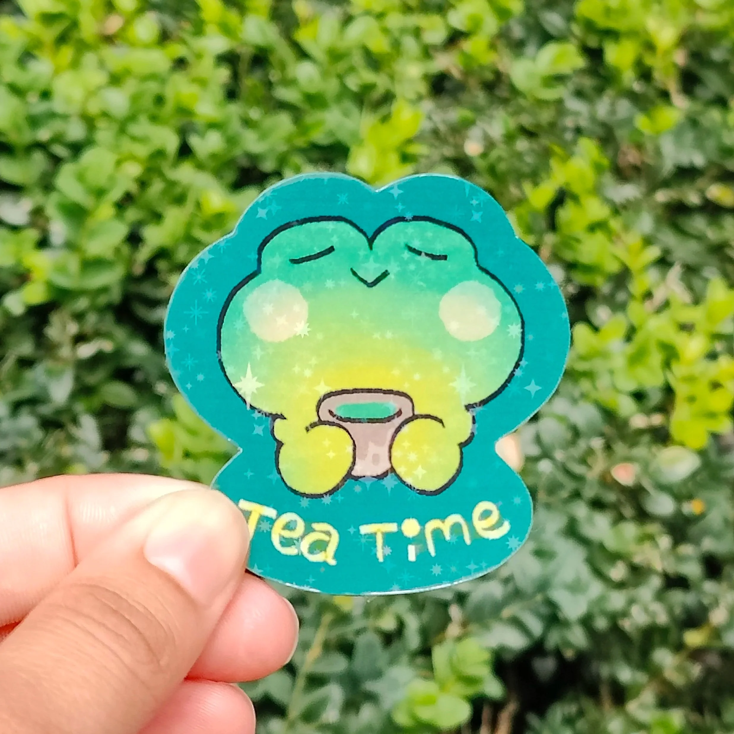 Tea Time Frog Sticker