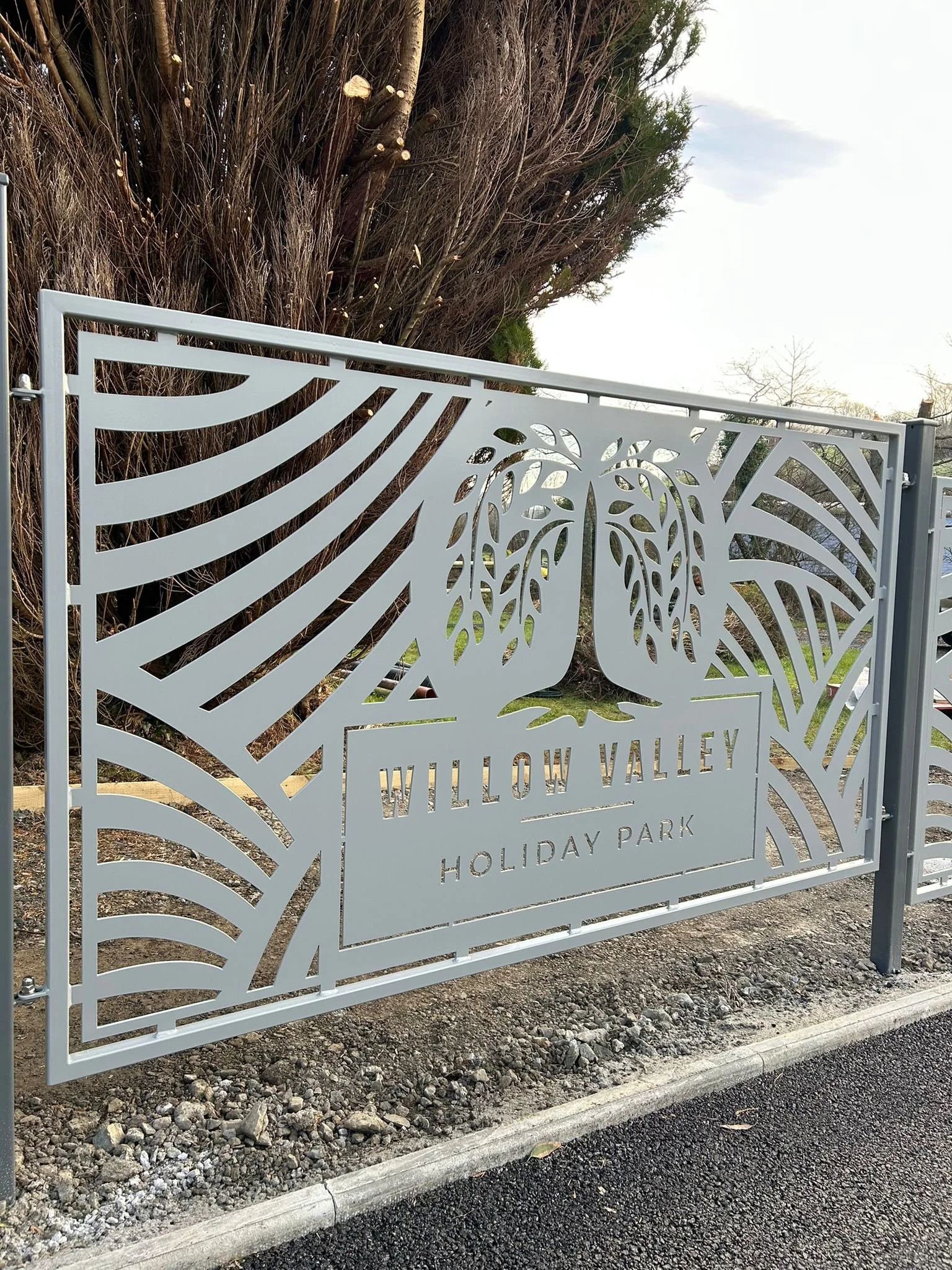 CNC Plasma Cut Sign, finished in grey powder coat