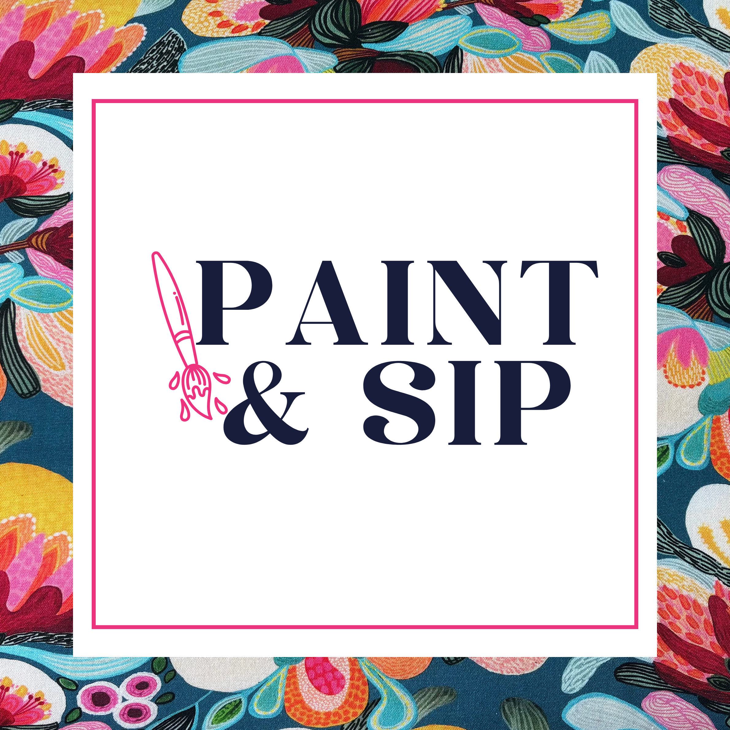Close-up of a colorful fabric with a floral pattern, featuring pink, yellow, turquoise, and black details.