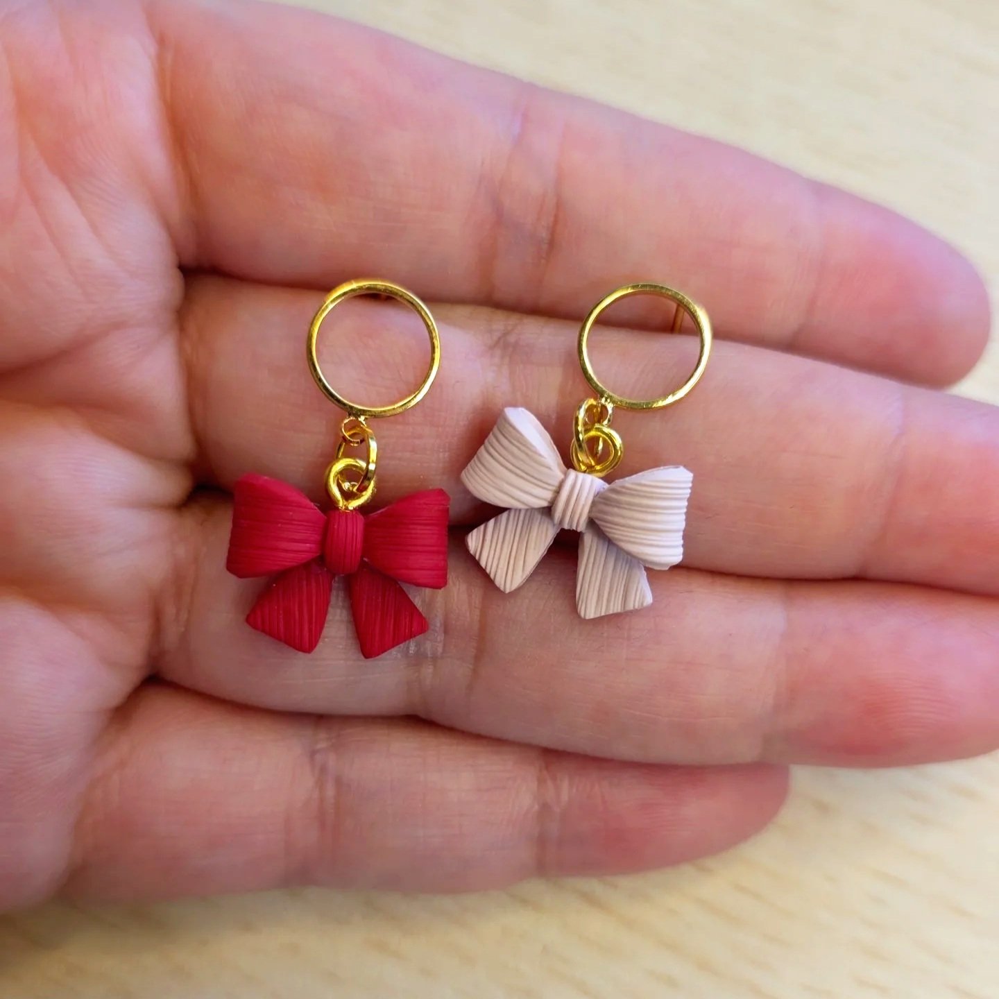 Light Textured Bow Earrings (Multiple Colors)