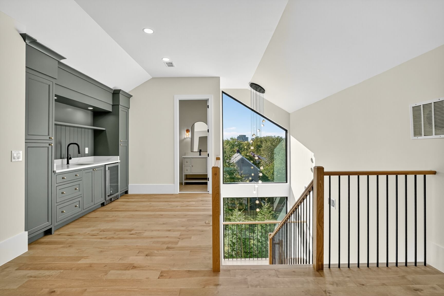 Attic stairs, bathroom, wetbar