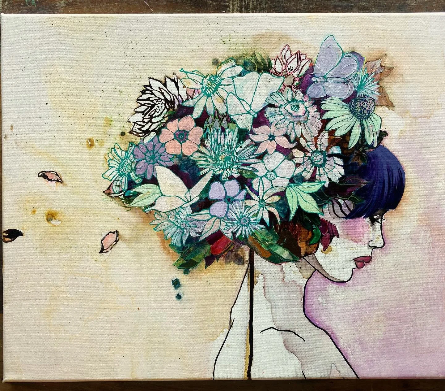 In Bloom series🌻💕 #mixedmediaartist #art #flowerart