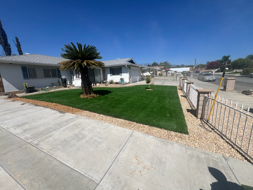Artificial turf front yard