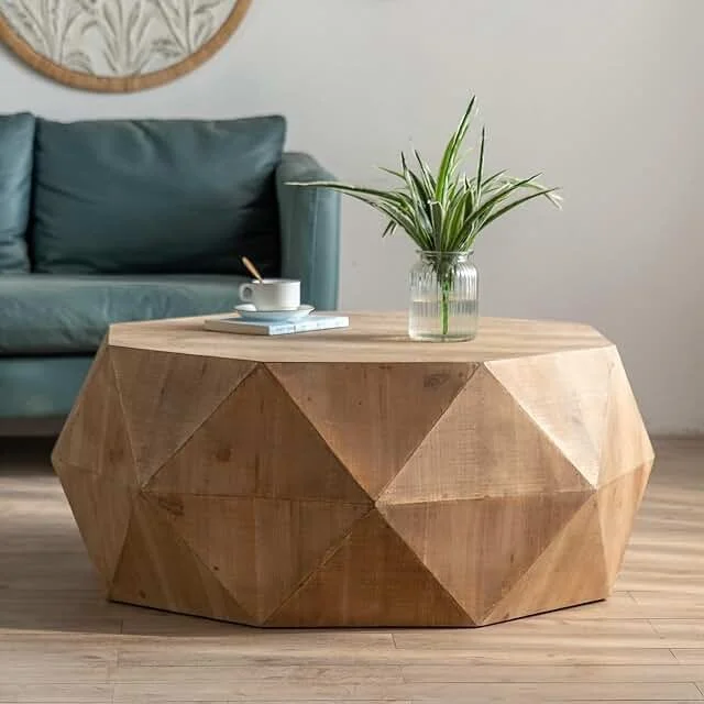 chiseled wood coffee table