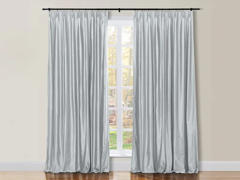 dupioni silk drapes in silver gray drapes