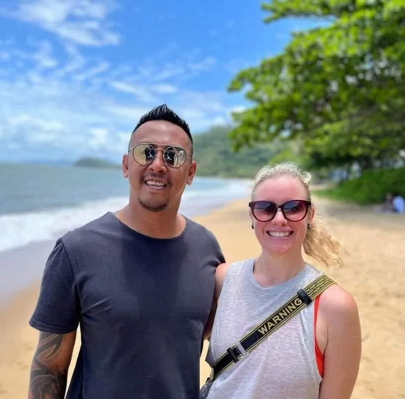 Fluid Solutions team members at the beach promoting NDIS capacity-building services, outdoor activities, and healthy lifestyle support for participants.