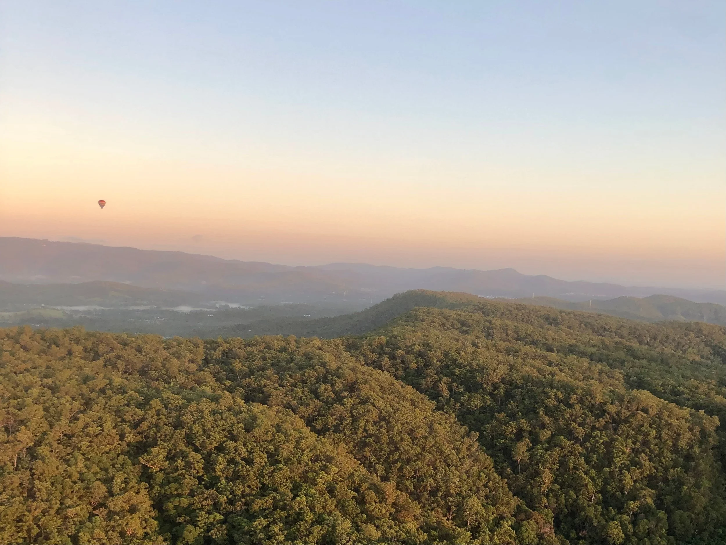 Hot air balloon ride across Gold Coast hinterlands.