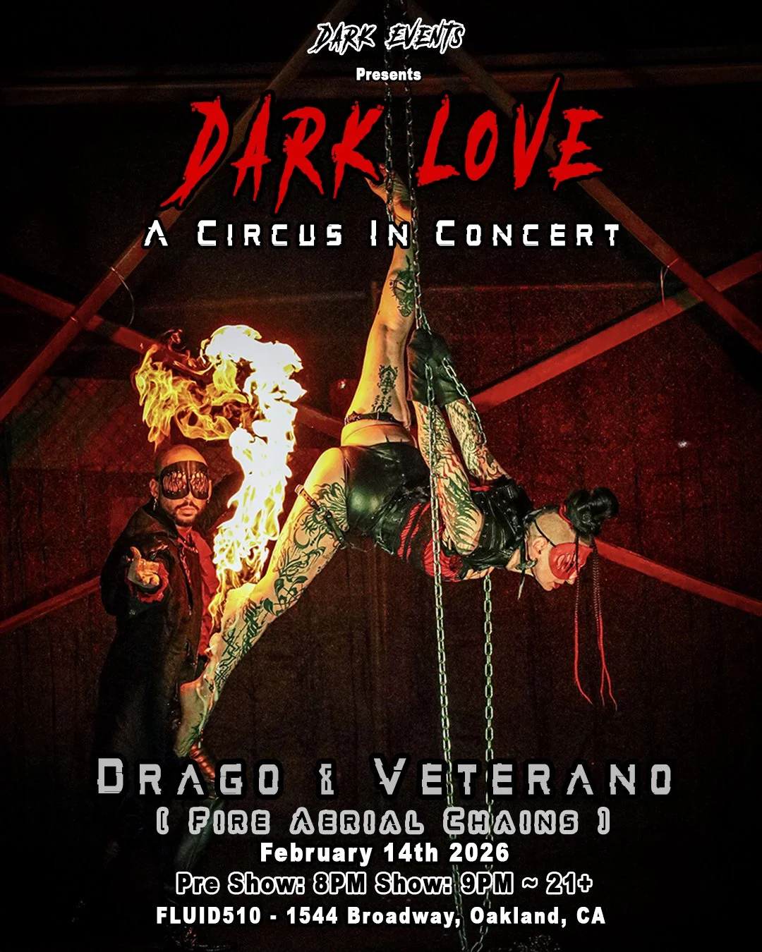 Dark Love flyer advertisement for circus variety show