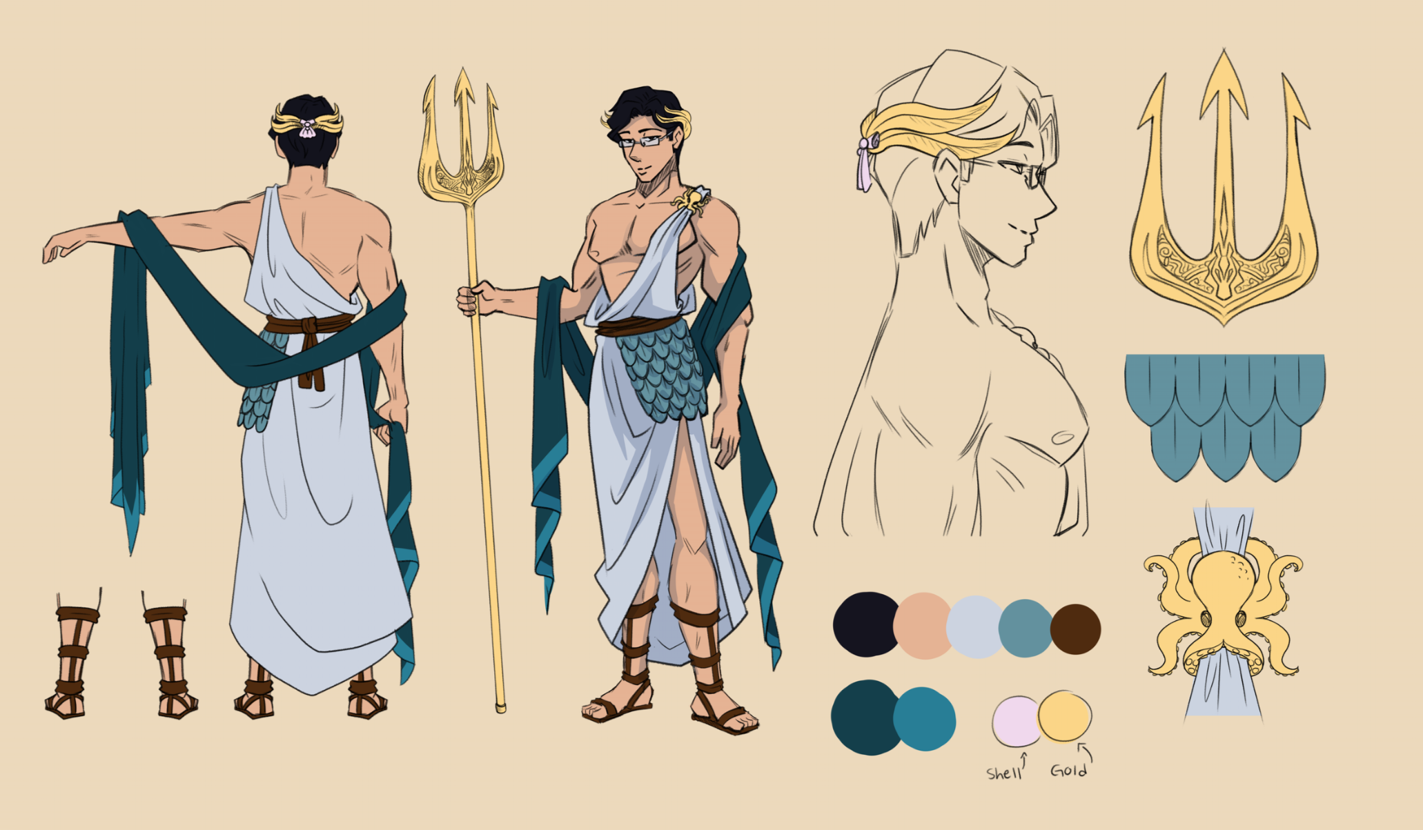 Official Poseidon design by AniFlamma for 'Titanomachy'