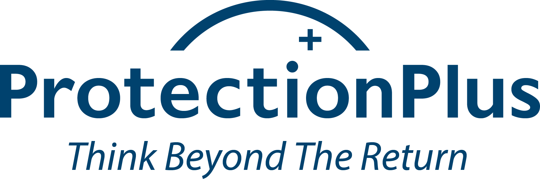 ProtectionPlus logo with a stylized protective shield and a plus symbol, accompanied by the tagline "Think Beyond The Return."