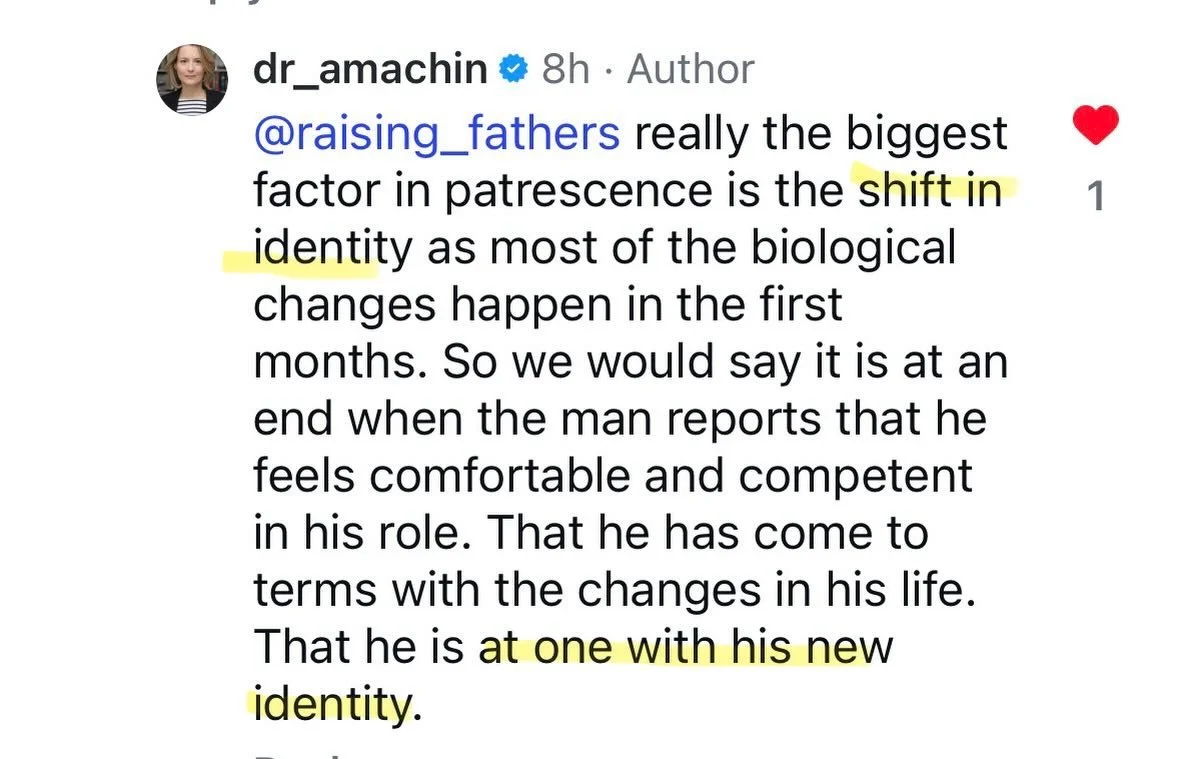 &ldquo;That he is at one with his new identity&rdquo;. 

#patrescence is barely on the map. The term #matrescence just got recognised in the dictionary this year&hellip;

And whilst the shift in identity is not as profound as mum&rsquo;s, it bears pa
