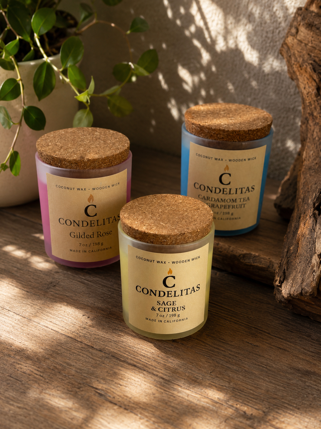 Crafted to bring warmth, beauty, and calm into your space-each CONDELITAS candles is hand-poured with coconut wax and finish with a wooden wick for a clean burn.