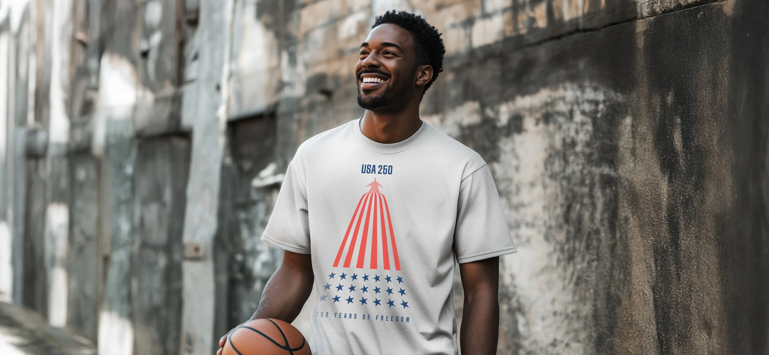 A young man with short blonde hair smiling outdoors in front of a house with stairs, palm trees, and sunset lighting.