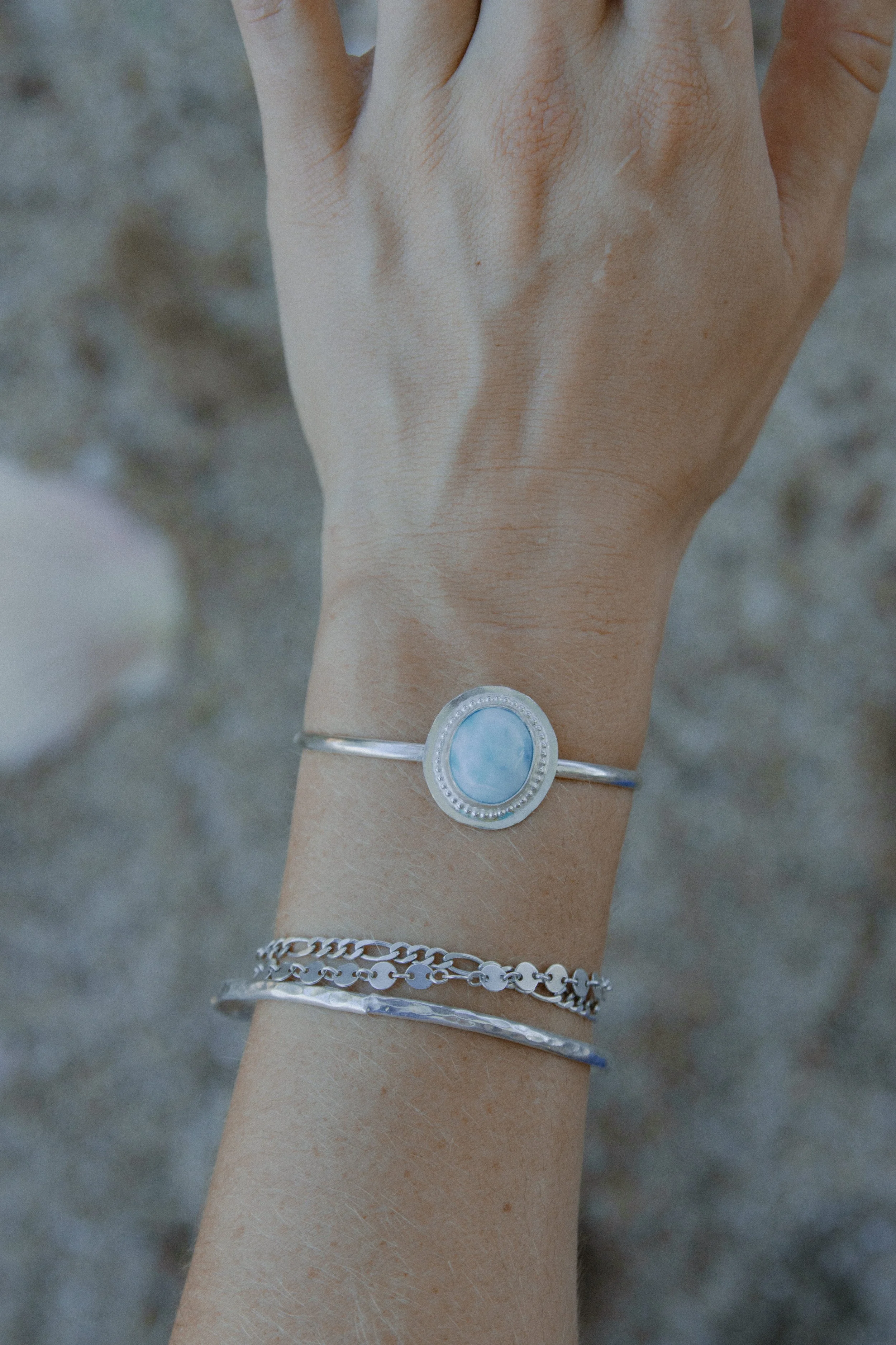 Beaded Larimar Cuff