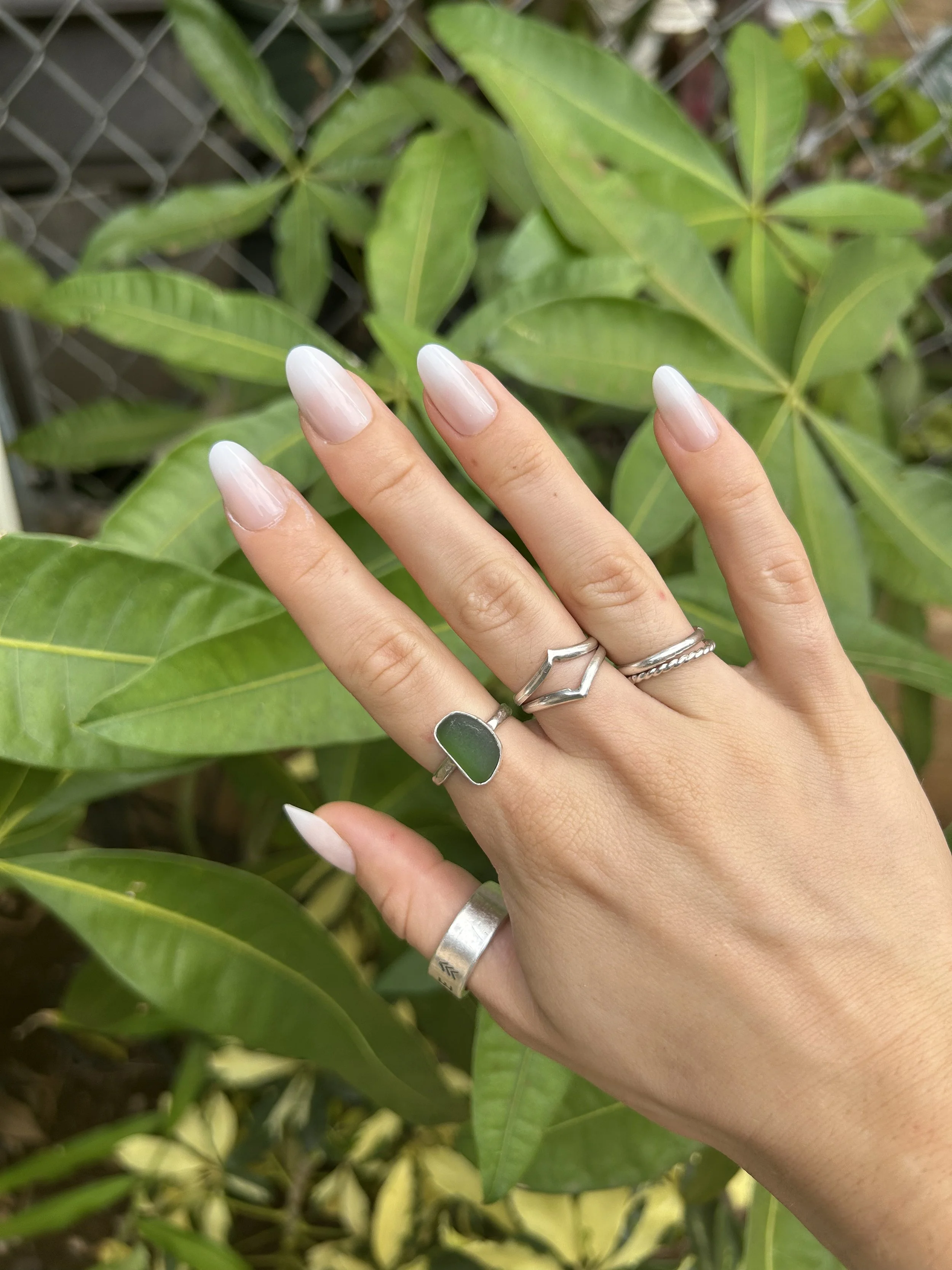 Green Sea Glass ring