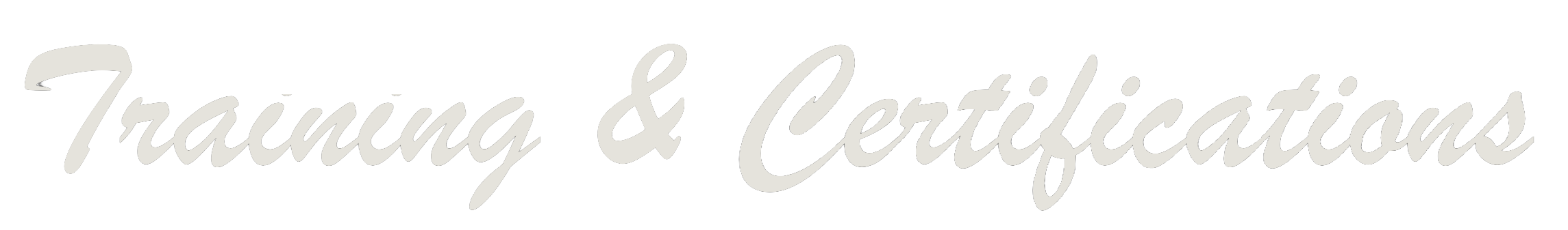 Stylized text reading "Training & Certifications" on a black background.