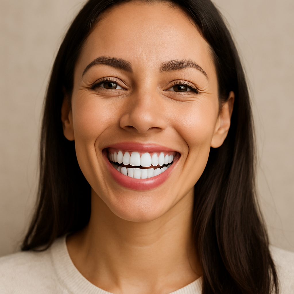 smiling women with bright white teeth