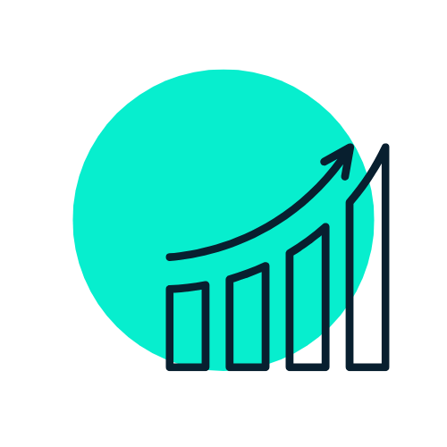 Icon representing Research and Market Analysis, utilising suburb trends and data analytics to find high-growth properties with Properly.