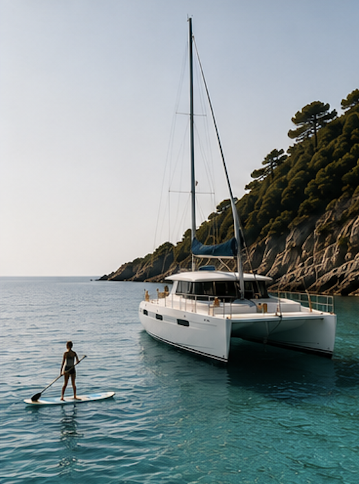 Catamaran Yoga SUP Mittelmeer
