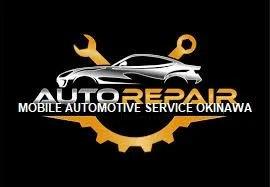 Auto Repair logo with a wrench and gear, featuring a stylized car, and text 'Auto Repair Mobile Automotive Service Okinawa'.