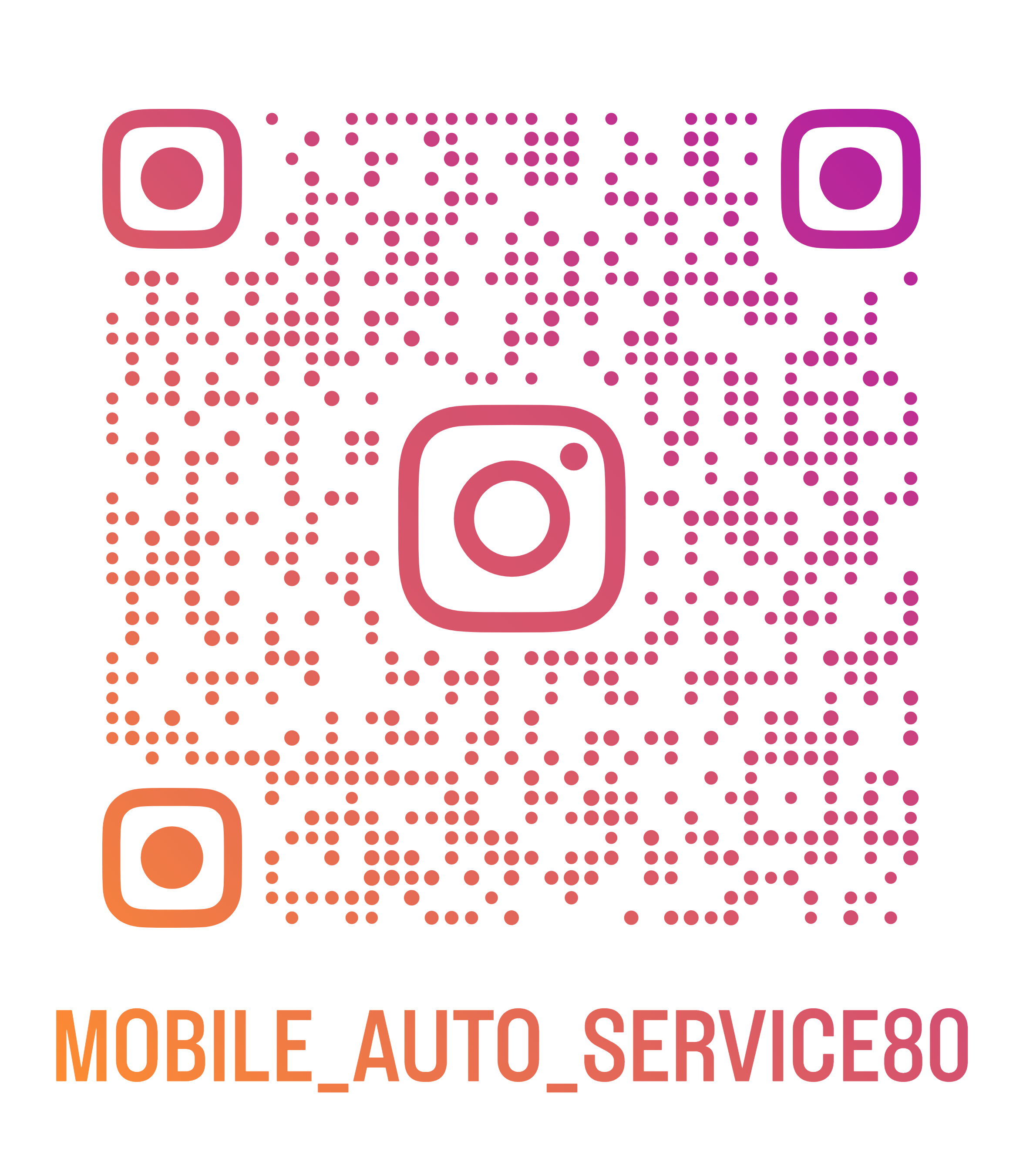 QR code with Instagram logo and text 'MOBILE_AUTO_SERVICE80' underneath.