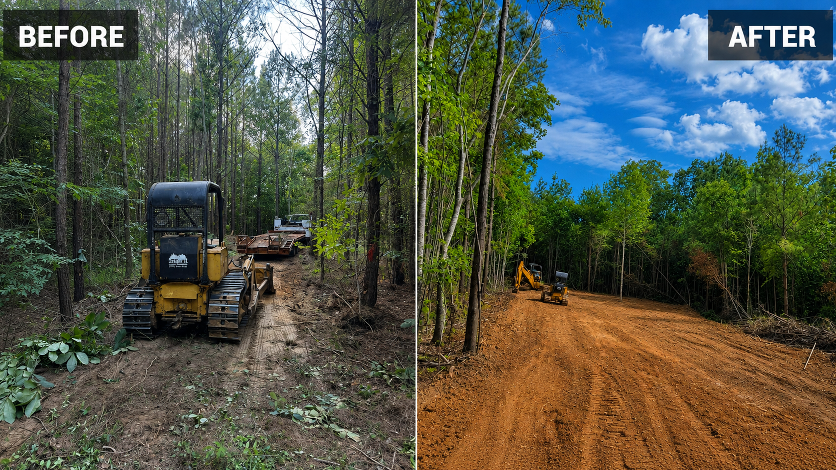 Land clearing and site preparation completed by Triple H Property Development near Luverne Alabama