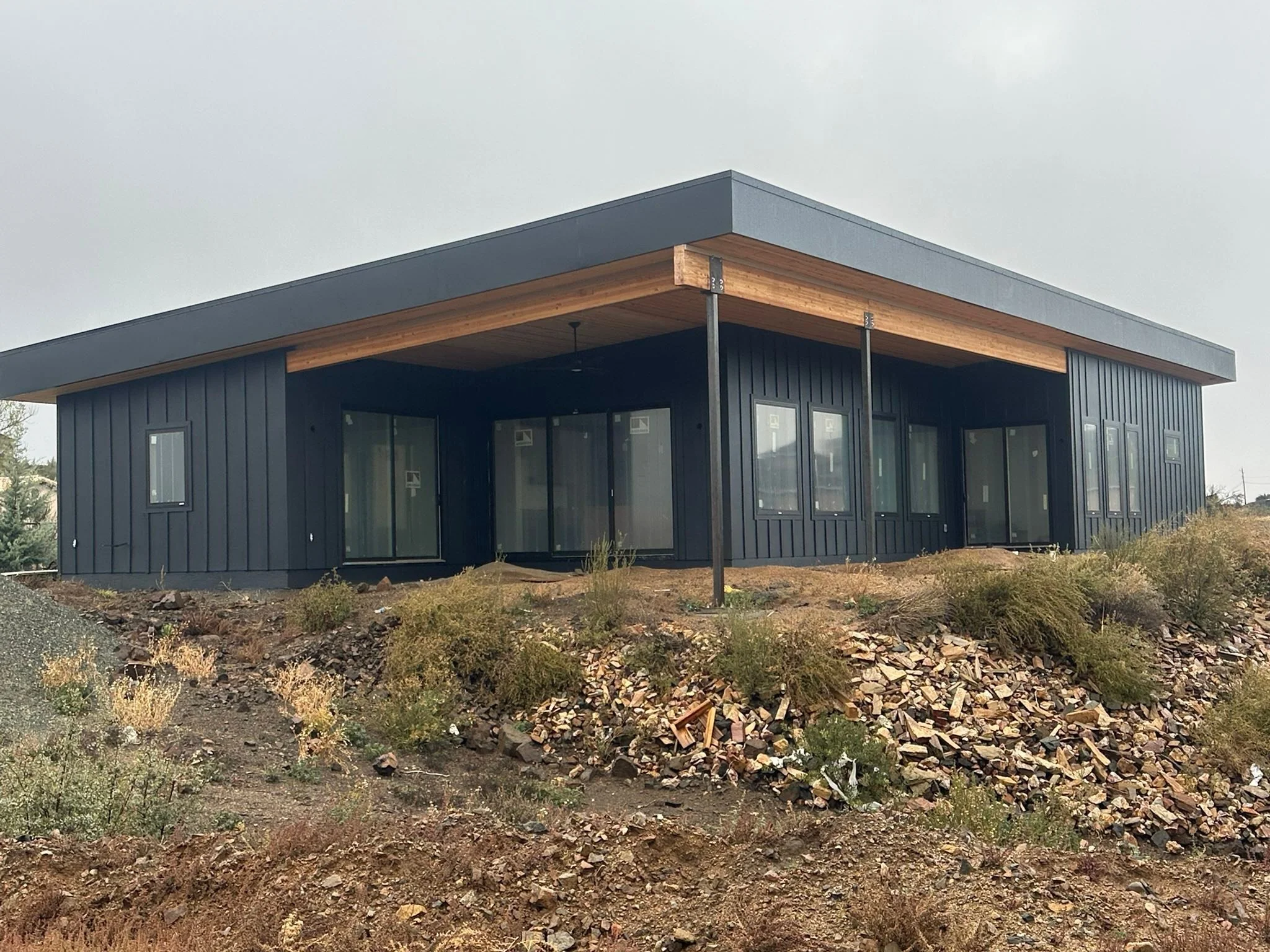 Modern House Black modern residential home under construction in Prescott, Arizona.