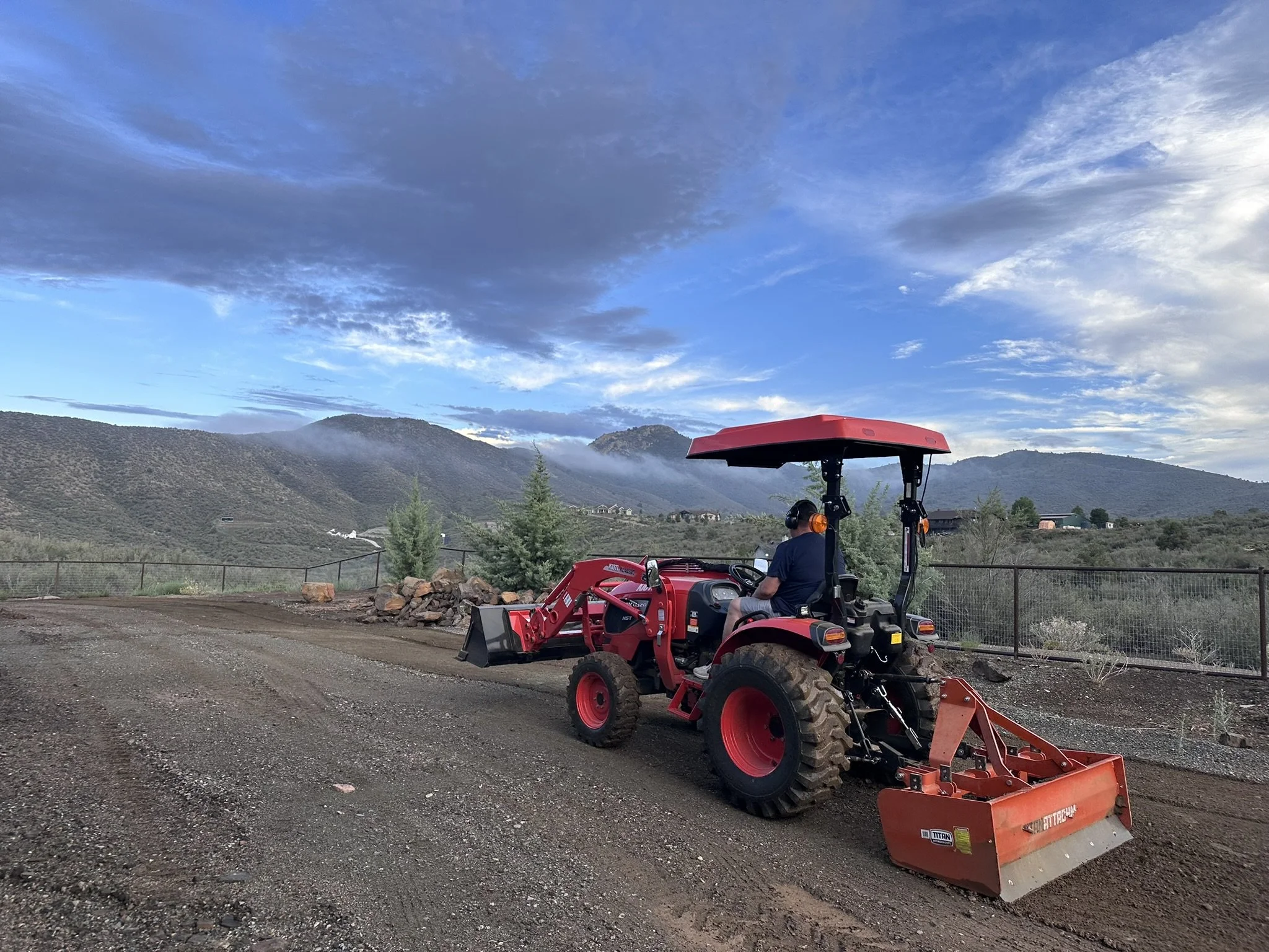 Residential site work and grading equipment in Prescott, Arizona.