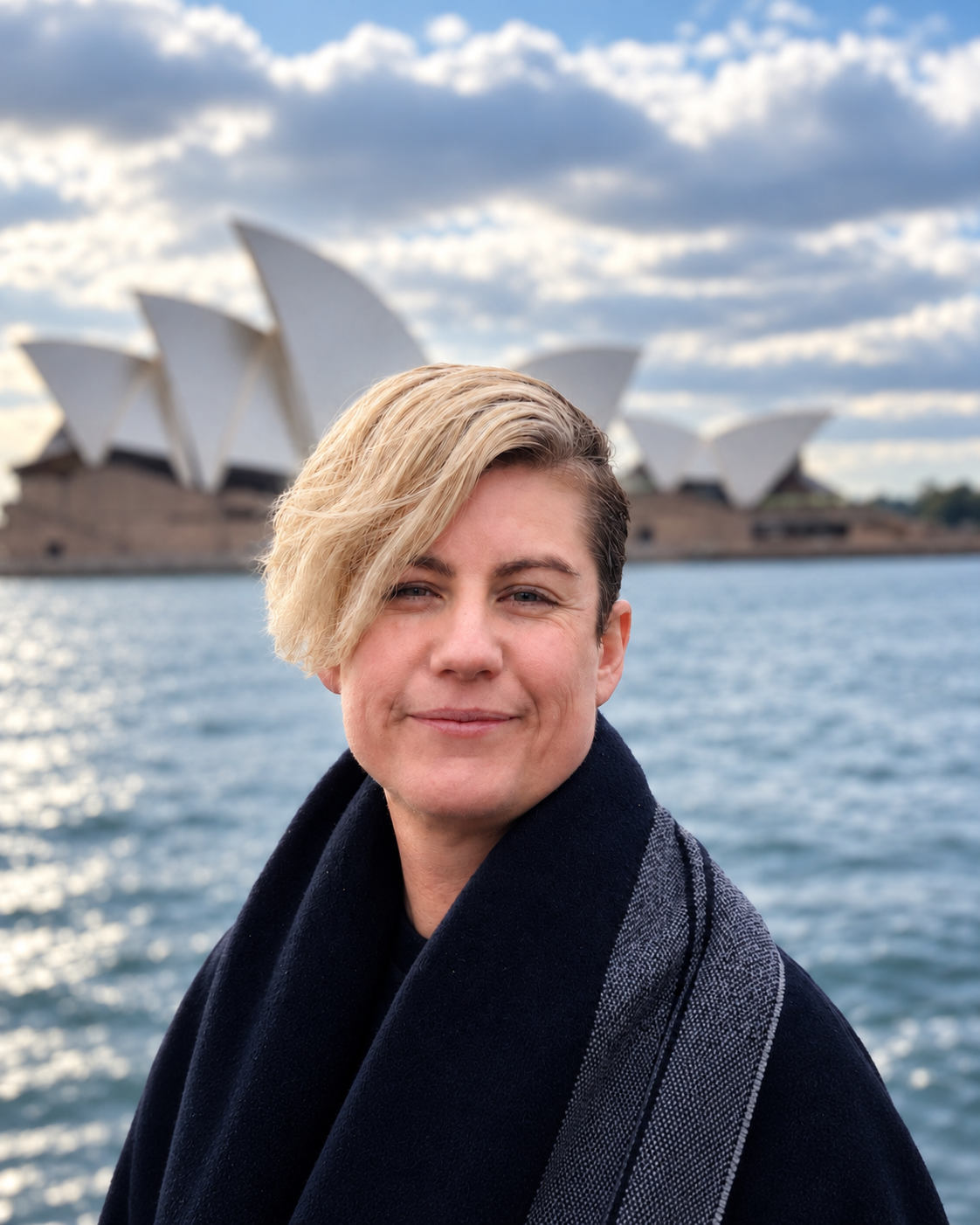 Beck Fielding with the Sydney Opera House in the background