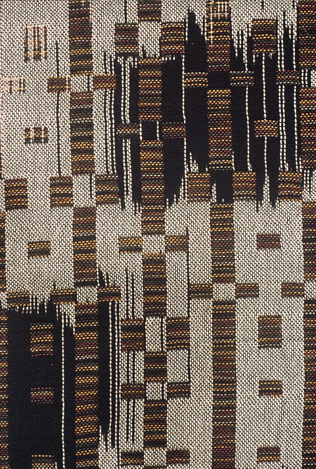 Detailed images of "Order & Chaos" - Black, browns, and white hand-woven series