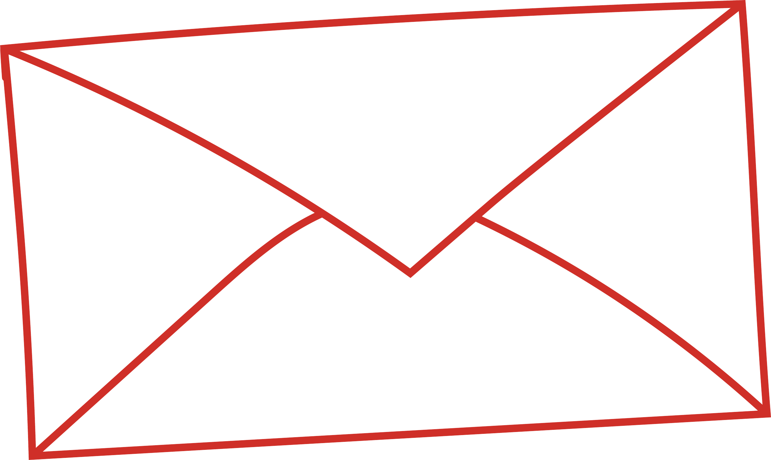 A black envelope icon with red outline and triangular flaps