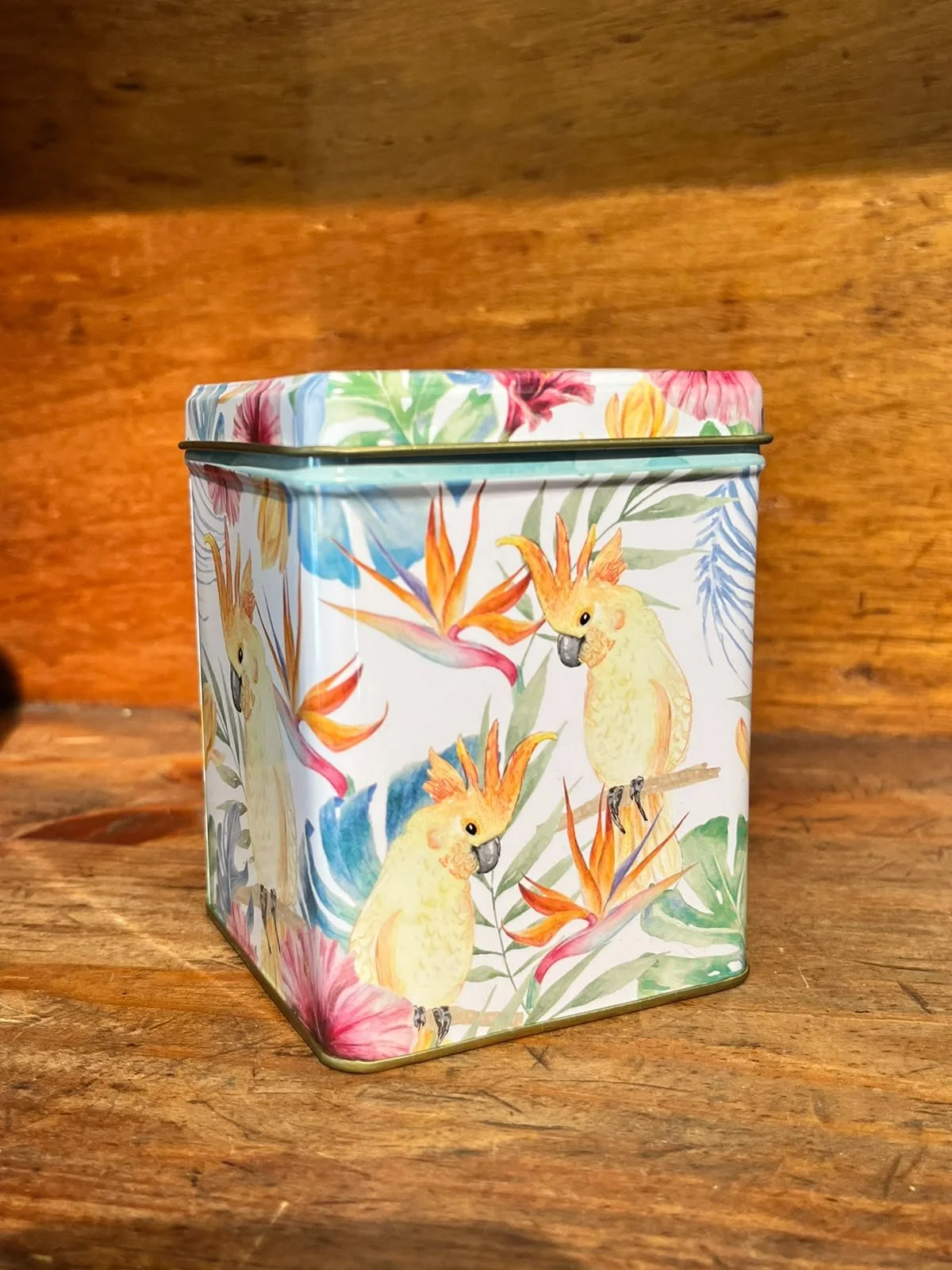 Chico tins / Tin 100g square tin Paradise hinged lid - 75x75x95mm