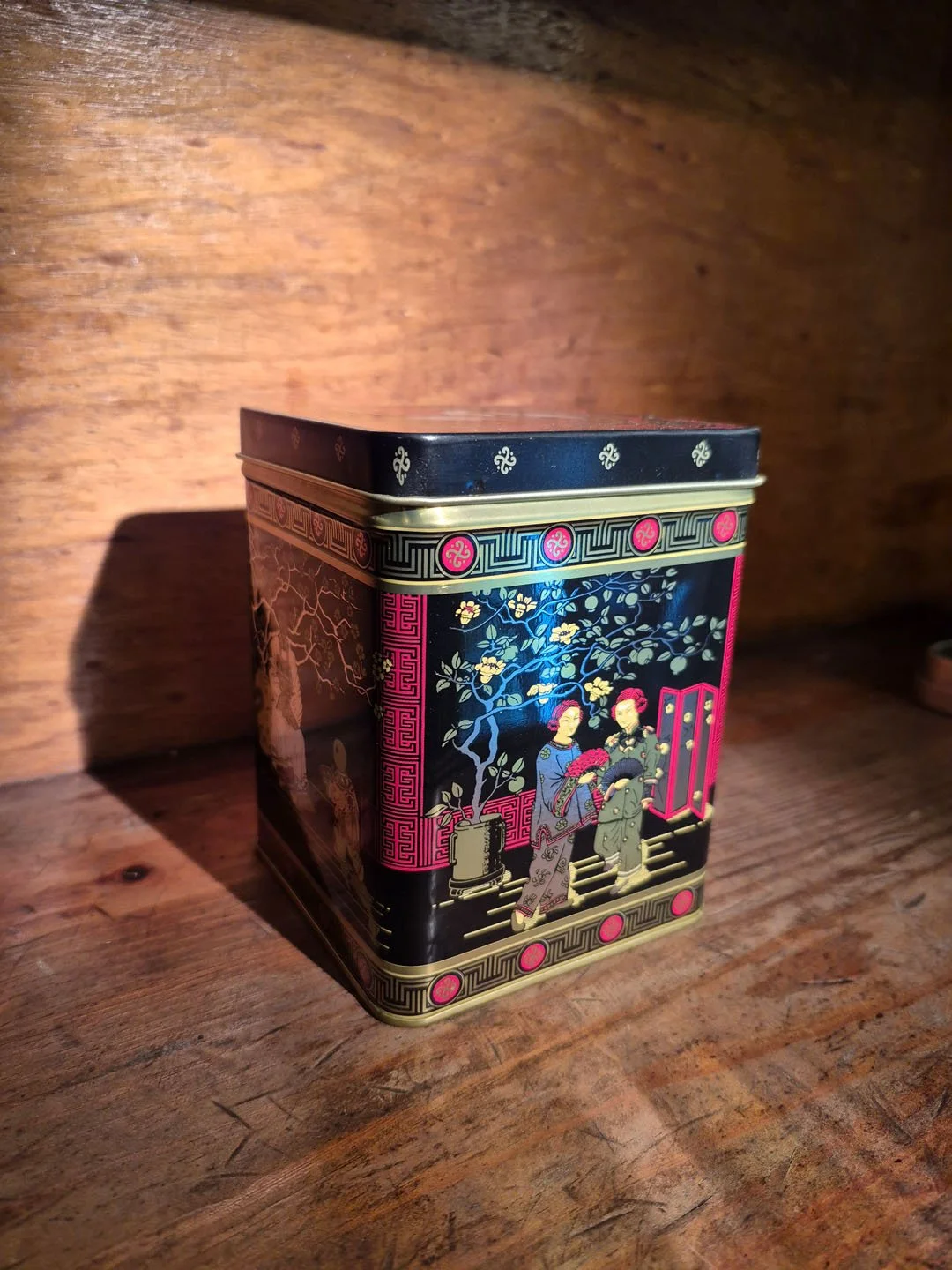 Chico tins / 200 g square tea tin with hinged lid (China print) - 88 x 88 x 113 mm