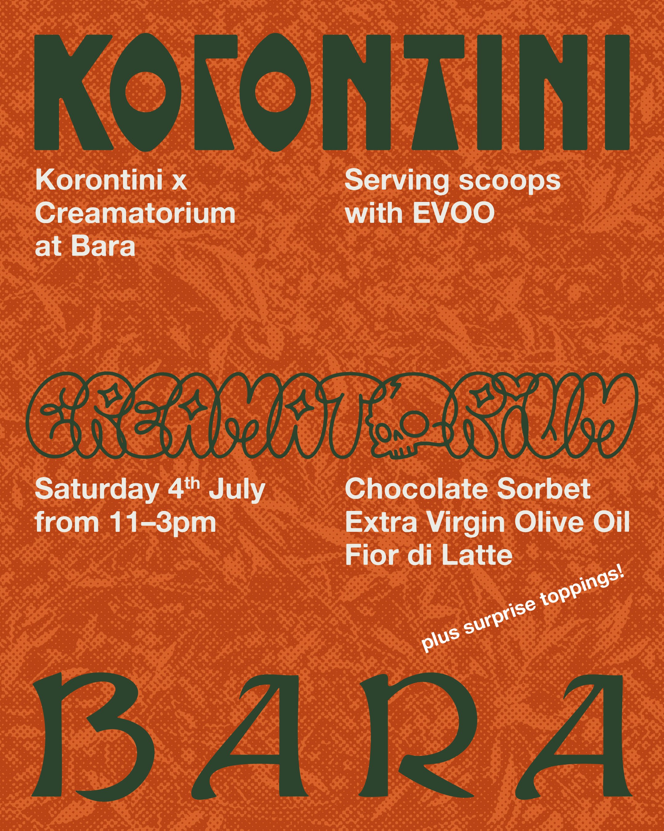Korontini X Creamatorium Scoops &amp; EVOO