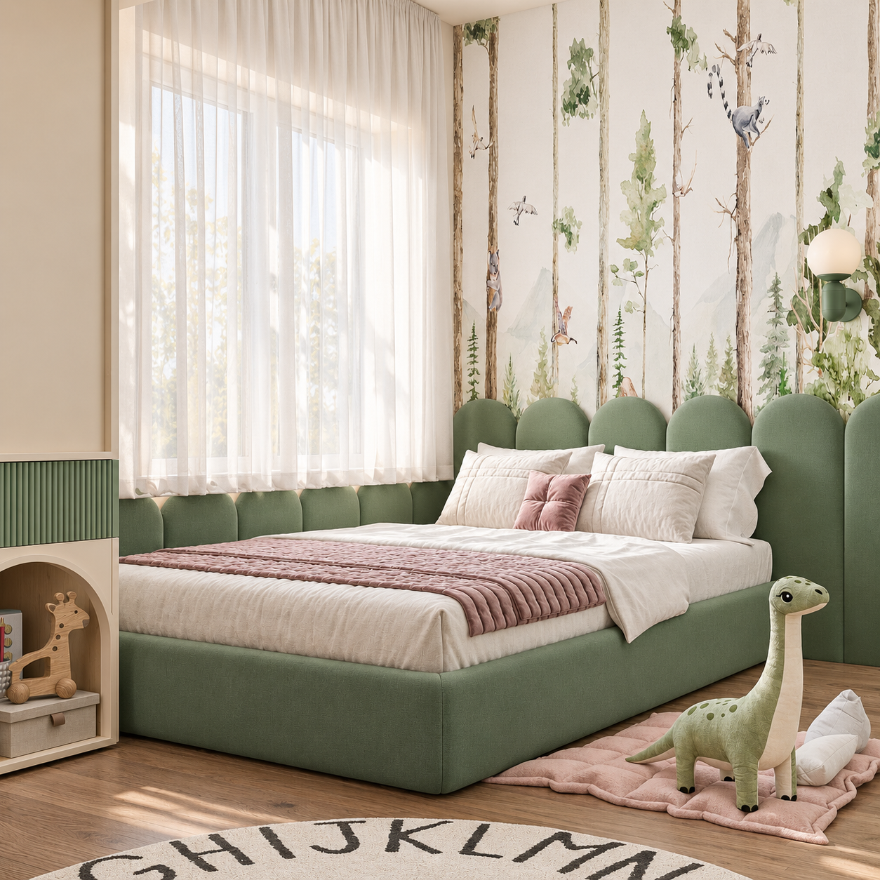 Sunlit woodland nursery in forest green-6.png