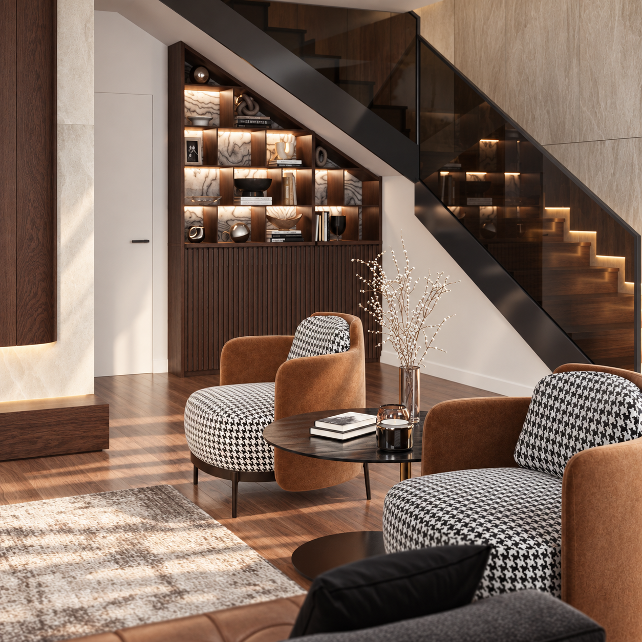 Elegant walnut lounge with staircase-7.png