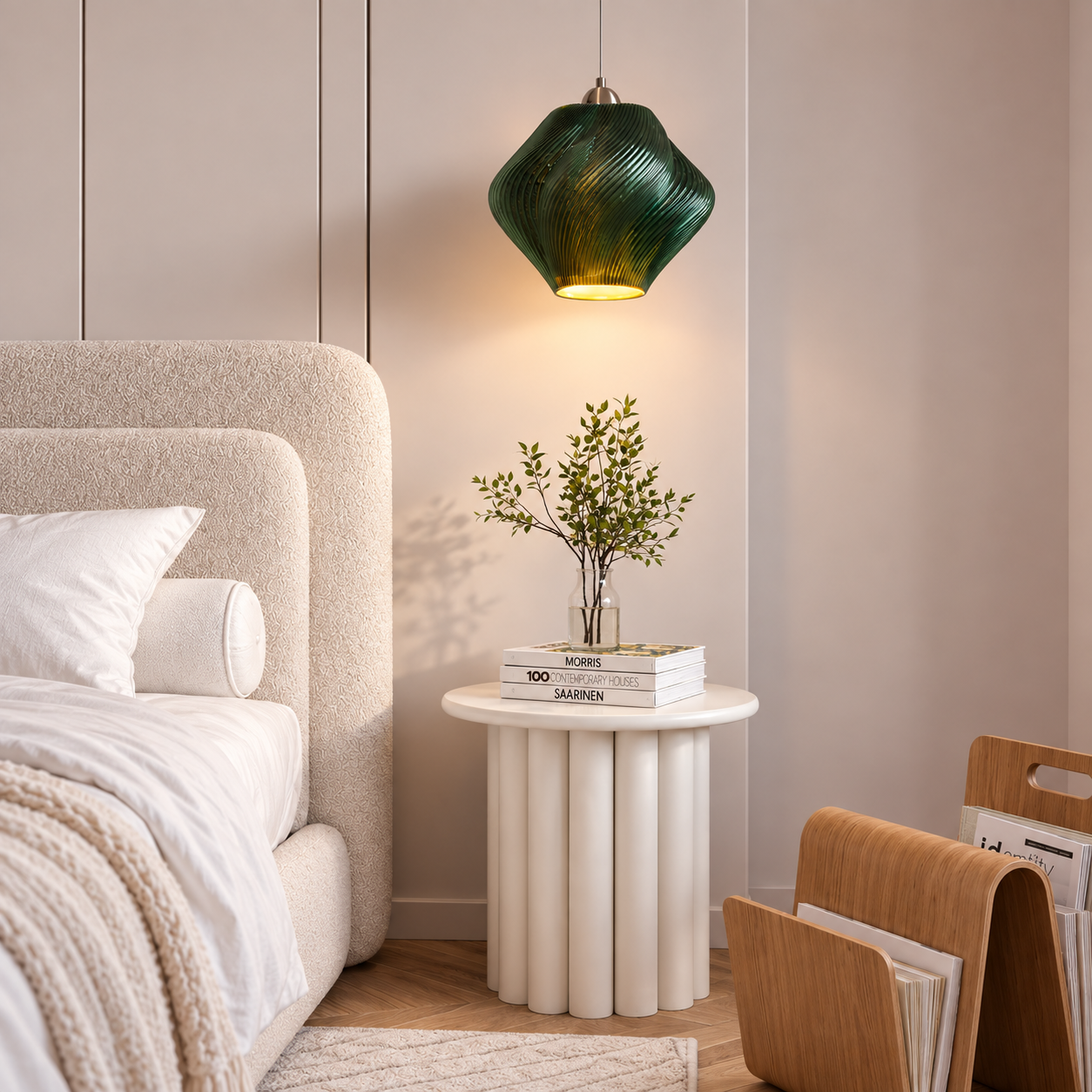 Blush bedroom with forest-green pendant-4.png