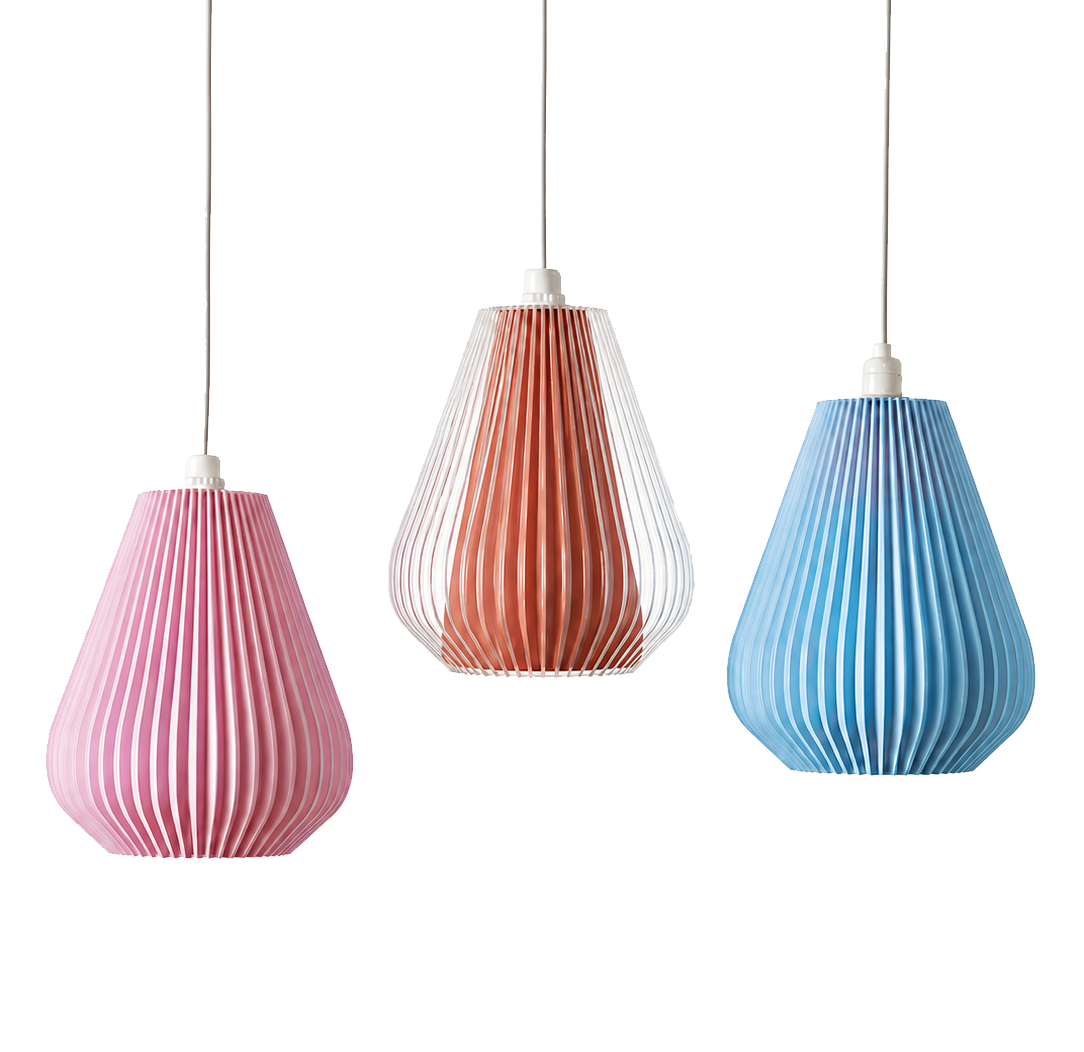 Yellow decorative table lamp with a ribbed glass shade on a wooden base, placed on a white surface.