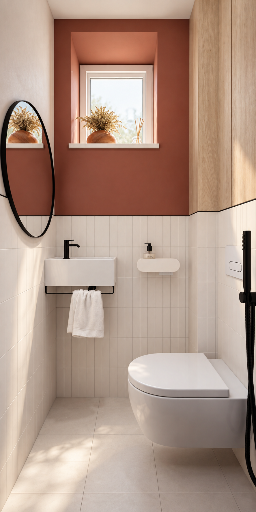 Terracotta powder room with soft daylight.png