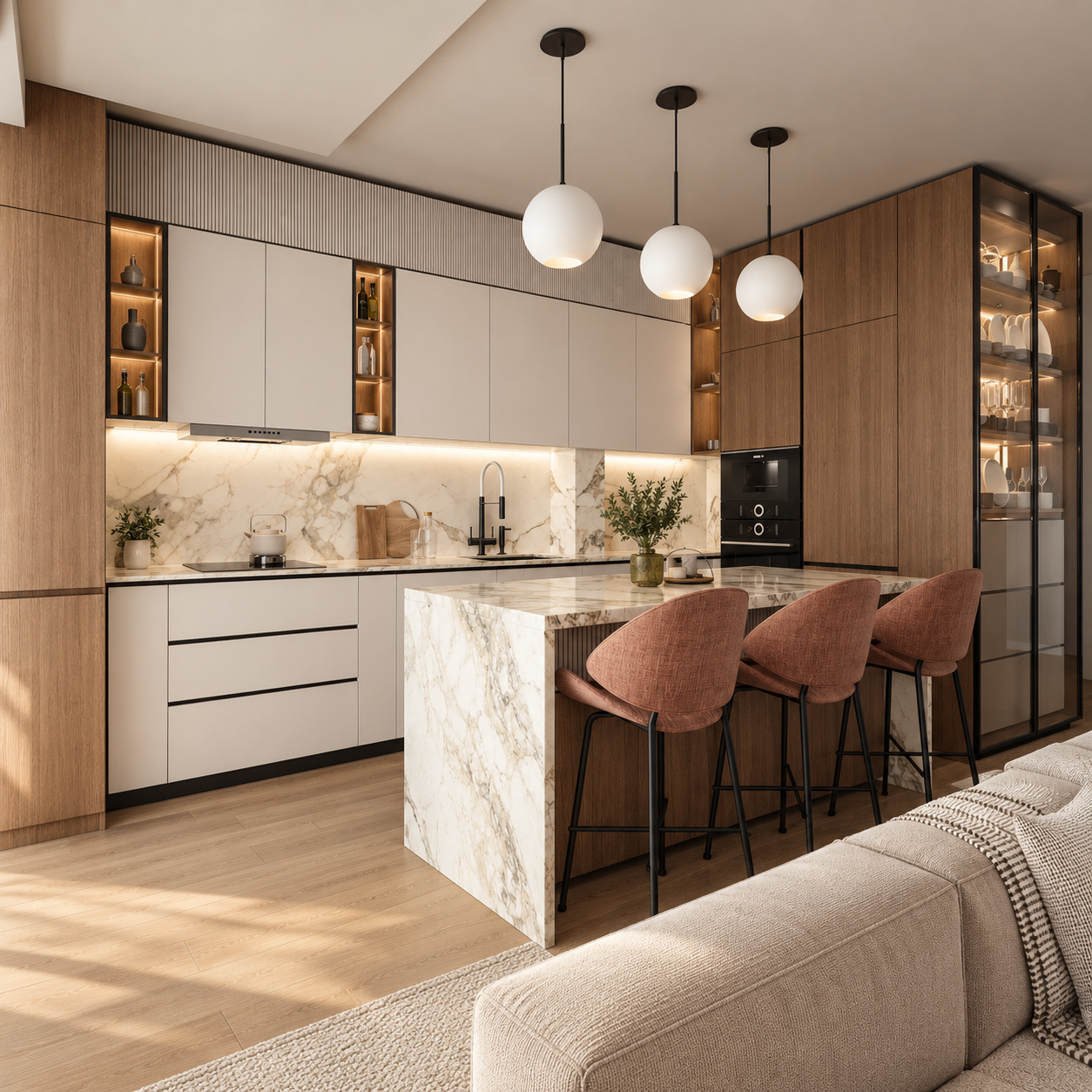 Warm walnut kitchen with marble peninsula-9.png