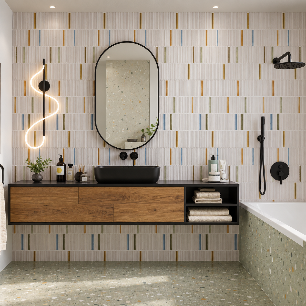 Warm Oak Vanity, Ridged Tile Bathroom-8.png