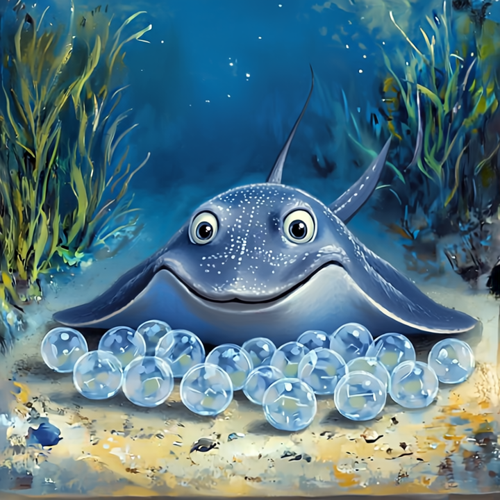 Animated underwater scene featuring a smiling fish with big eyes, surrounded by bubbles and seaweed in the background.